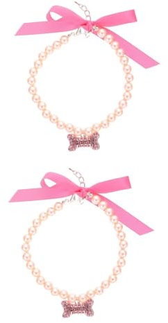 iplusmile 2st Haustierhalsband Perlenkette Für Hunde Welpenkette Halskette Hundehalsband Mit Strasssteinen Halskette Mit Haustierkette Welpenschmuck Elastizität Hundeknochen Legierung Strass
