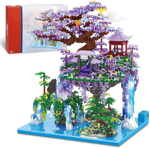Modular Haus Bausteine, 4574 Klemmbausteine Guanghan Fairy Pavilion Bausteine Bausatz, Klassischer chinesischer Mini-Garten Bauklötze Set, MOC Konstruktionsspielzeug Nicht Kompatibel mit Großen Marken