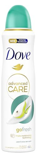 Dove Deodorante Spray Advanced Care Go Fresh Pera e Aloe Vera, con Formula Idratante e Delicata sulla Pelle, Senza Alcol, Pelle Asciutta Fino a 72 Ore, Deodorante Uomo e Donna, 150ml