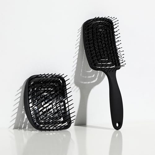 MIUPOO Haarbürste Scalp Brush für nasses und trockenes, MassageBürste einzigartige Spiralfeder,Kopfhaut Massagebürste Shampoo Bürste,Peeling Massagegerät,Kopfmassage,2 Stück,Schwarz