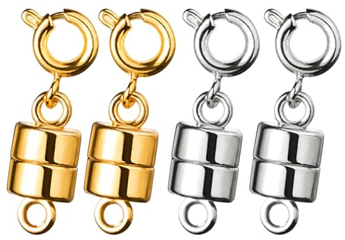Magnetic Clasps for Necklaces,Magnetic Necklace Clasps,Magnetic Clasps for Jewellery,Magnetic Jewellery Clasps UK,Magnetic Clasps(Gold and Silver) (2 Gold+2 Silver)