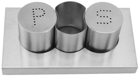 Salz- und Pfefferstreuer, Zahnstocherhalter mit Tablett, 3-in-1-Küchentheken-Caddy aus Edelstahl und Salz- und Pfefferstreuer, Zahnstocherbox