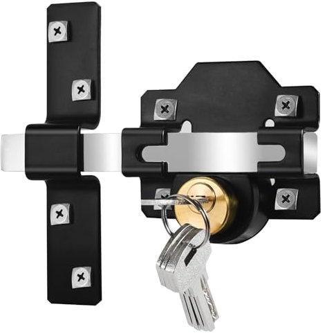 Mortrise Lock, Long Throw Gate Lock for Wooden Gate, Double Sides Locking, Suitbale for 50mm Thickness Door, 5 Keys