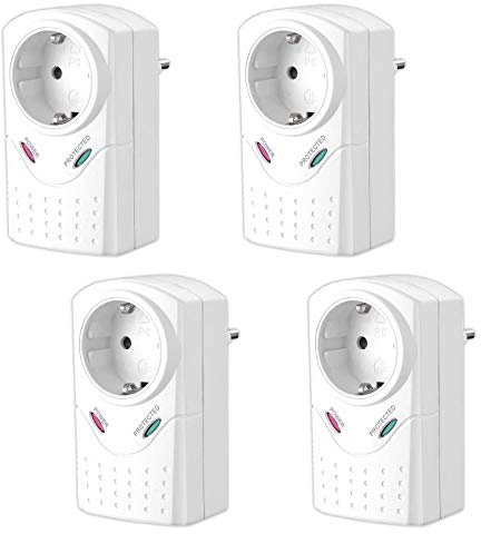 4X Steckdosenadapter Überspannungsschutz Max. 3380 Watt Mit Kindersicherung Blitzschutz Geräteschutz Steckdose