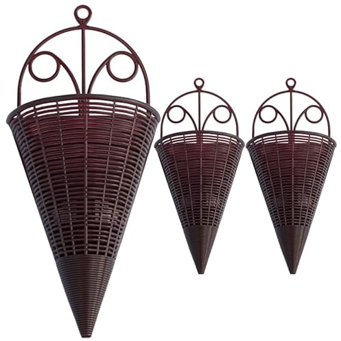 Milisten 3Er Set Hängende Pflanzer Orchideenkorb 12.40X5.51X2.76 Zoll Wandkorb Rattan Rustikaler Aufbewahrungskorb Für Küche Balkon Garten Dekorative Wandkörbe
