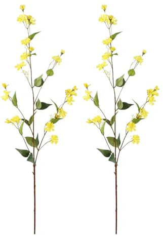Wnvivi 4 Stück Künstliche Chrysanthemen, 100 cm Seiden-Mama-Buschblumen mit Grünen Blättern, Künstliche Mütter-Blumenarrangements für Hohe Vasen, Heimdekoration(Gelb)