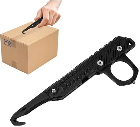 Zuasdvnk - Cutter polyvalent, cutter de sécurité, coupe-carton - Cutter multifonction cranté portable - Coupe-ruban - Coupe-crochet dentelé - Coupe-ceinture de sécurité avec