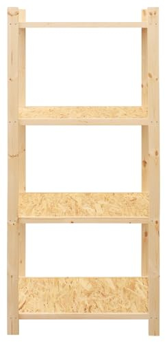 Set di 2 scaffali in legno per lo stoccaggio di dimensioni 33x89x178 cm - Scaffali a 4 livelli per casette, garage- Scaffali per garage, scaffale in legno per lo stoccaggio - Timbela M640-1