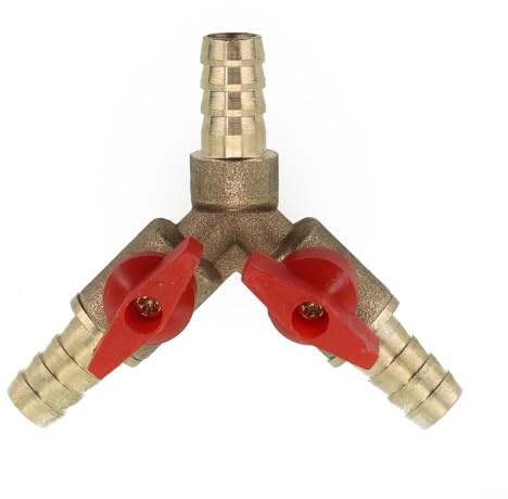 3 Way Hose Connector, Brass Ball Valve For Fuel, Gas, Water, Oil, Y Shut Off Ball Valve Brass Hose Fitting Splitter(10mm)