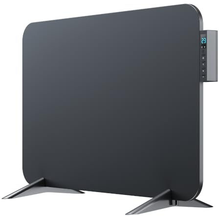 BR Bringer radiatore elettrico a infrarossi 450 watt con termostato intelligente e telecomando, WIFI e app - per montaggio a parete o utilizzo mobile, risparmio energetico (nero)