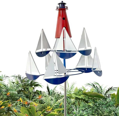 Wind Spinners for Outdoor Metal Windmill - Anti-Rust Sail Mill, Decorative Garden Decoration Easy Installation, Novelty Waterproof Garden Mill