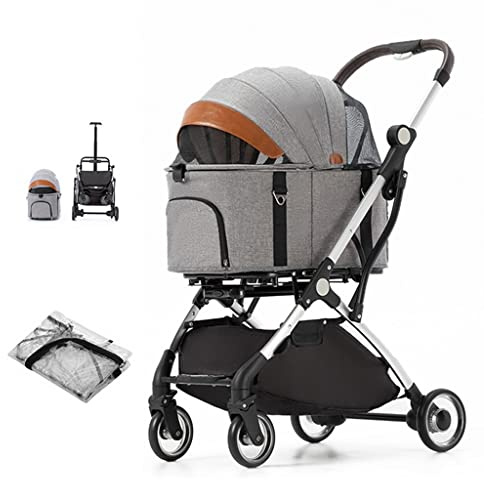 Kinderwagen für Hunde und Katzen, teilbarer Kinderwagen für kleine und mittelgroße Hunde/2 Katzen, Transportwagen mit Aluminiumhalterung, Reisewagen (Grau A) (Grau A)
