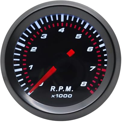 Shkalacar Varvräknare, 8 000 RPM, varvräknare, diameter 55 mm för 1 till 8 cylindriga gasmotorer