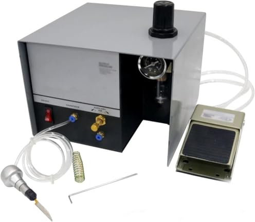 Máquina de grabado neumática para joyería, 1400 RPM, velocidad ajustable, máquinas neumáticas de grabado a mano, pieza de mano neumática de 80 W con cabezal único para joyería, manualidades y hierro