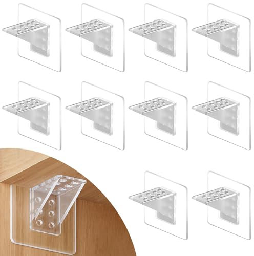 10 Pieces Adhesive Shelf Bracket,Plastic Shelf Support Peg,Strong Partition Holders,Partition Pin for Furniture,Shelf Pegs for Shelves,for Kitchen Clapboard Layer Cabinet Book Shelves