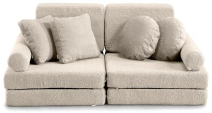 Gutekissen® Kindersofa Ausklappbar - Montessori Spiel- und Ruhesofa für das Kinderzimmer - Multifunktionales Sofa für Kinder (Beige)