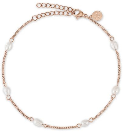GD GOOD.designs Fußkettchen mit echten Süßwasserperlen - Fußkette Perlen wasserfest - Verstellbare Fußkette Damen in 18K Gold - Roségold - Silber
