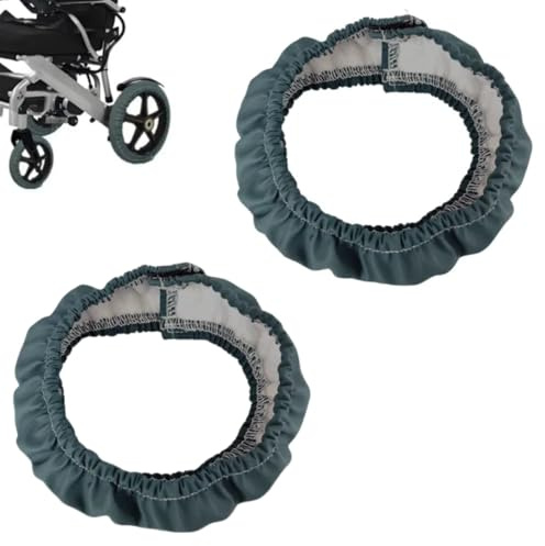 2Pcs Wheelchair Tire Covers for 7’’ Front Wheel to Protect Floors Carpets, 7’’ Non-Slip Wear-Resistant Wheelchair Tyre Covers，Dark Green Wheelchair Tyre Covers