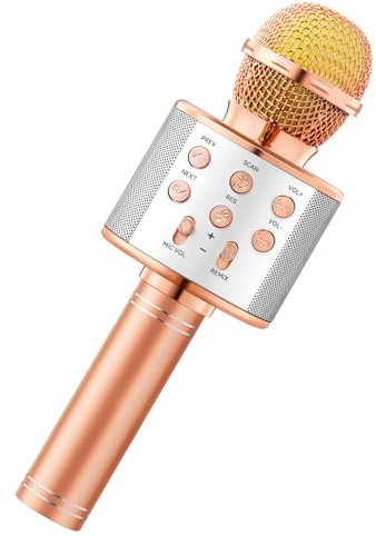 Warmiehomy Máquina de karaoke para niños, micrófono portátil, regalos de cumpleaños para niñas de 4, 5, 6 años, karaokes Bluetooth, juguetes para el hogar, karaokes para el hogar, canto KTV para niños