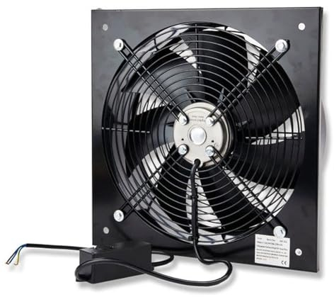POWERSTAR ELECTRICALS Extractor comercial de ventilación industrial axial, ventilador de placa de aire, ventilador de placa de aire negro de metal resistente con regulador de control de velocidad (400