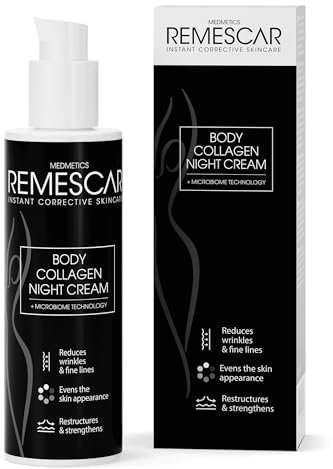 Remescar Crema da Notte al Collagene per il Corpo, 200 ml - riduce Rughe e Linee sottili, Uniforma l'Aspetto Della Pelle, Ristruttura e Rinforza, Tecnologia al Retinolo e al Microbioma