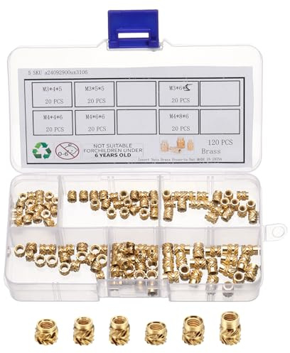 QUARKZMAN 120 Stück M3 M4 Gewindeeinsatz Einpressmutter Messing Gewindemutter Einschmelzgewinde Rändelmutter Threaded Inserts für 3D Druck Kunststoffschale