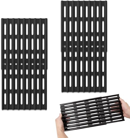 2er Set Grillrost Verstellbar - 20cm Breit Universal Ersatz Grillrost für BBQ Grills, Universal Grillroste für Gasgrills, Ausziehbar von 31cm bis 48cm Tiefe, Porzellan Stahl