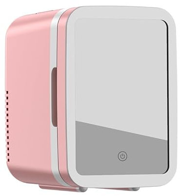 Mini Frigo pour Chambre, Mini Frigo Cosmetique avec Miroir LED, Petit Fr-igo de 4L Portable F-rigo Voiture, Thermoelectrique Chauffe & Refroidisseur 220V AC / 12V DC pour Voiture, Bureau, Dortoir