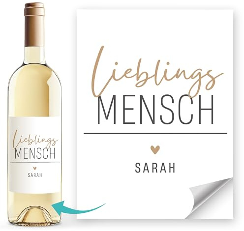 SpecialMe® Weinetiketten Lieblingsmensch personalisiert mit Namen Flaschenetiketten selbstklebend Wein Geschenk Weiss unisize