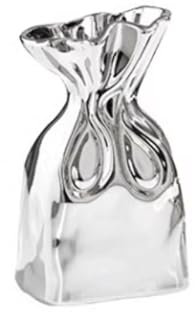 RGZFYH Vase Papiertüten-Keramikvase, Moderne metallischer Glanz, Silberne Vase, Boho-Handtaschen-Chrom-Blumenvase für Wohnzimmer, Tischdekoration, Hochzeit, Heimdekoration Blumenvase