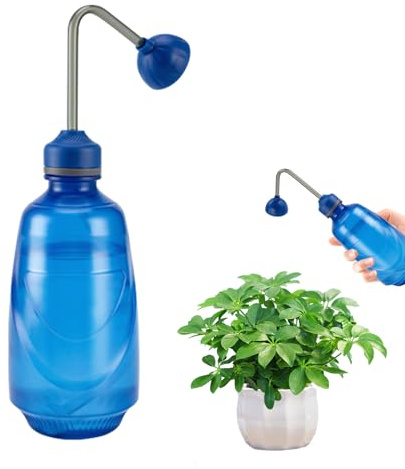Regadera para plantas de interior, 450 ml, pequeña regadera con caño largo, regadera para plantas, regadera para plantas, flores, plántulas (azul)