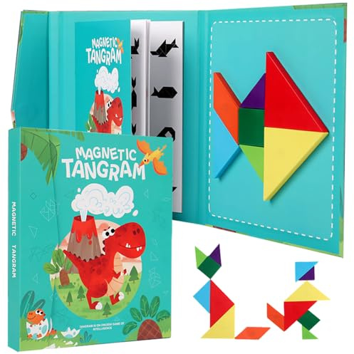 Maison Julia - Tangram Enfant Magnétique - Jeu Educatif Montessori dès 3 Ans - Puzzle Smart de Voyage - Occupation Calme Train Avion et Voiture - Casse Tête - Cadeau Noël Anniversaire