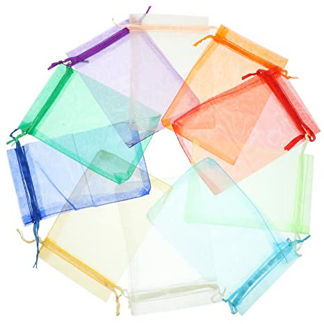 Ipetboom 100pièces Sacs Organza à Cordon Pour Bijoux Pochettes Réutilisables Sachets à Bonbons Pour Fêtes Et Mariages