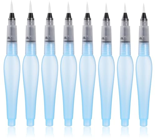 BOHUIZ 8 Stück Wasserpinsel Stifte, Wassermalstifte Befüllbar | Nachfüllbare Wassertankpinsel Stifte Pinsel Wasserpinselstift mit Befüllbarer Wassertank Bürste für Aquarellkunst Malerei