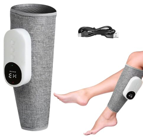 3-in-1 Wadenmassagegerät, Kabellos Beinmassagegerät mit Luftkompression 3 Intensitäten und 3 Modi, Heißdruckmassagegeräts für müde und angespannte Beine zur Muskelentspannung (Grau, 1er)