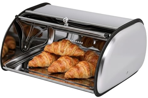 WAPHOERTE Panera de acero inoxidable, capacidad de 5 litros, para almacenar pan y mermelada en cocinas y panaderías