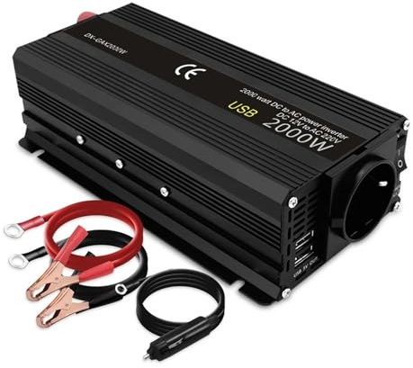 Convertisseur Puissance 12V 220V 500W 1500W 2000W 2600W 3000W Prise UE Onduleur Automatique 12 V Transformateur 12 V 220 V Onduleur Solaire Voiture Onduleur Puissance(12V 220V 2000W)