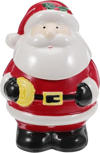 Kleine Weihnachtsplätzchendose: Weihnachtsplätzchendose aus Keramik mit Weihnachtsmann – Weihnachts-Keksdose aus Keramik mit Deckel für Süßigkeiten, Schokolade, Snacks und Kekse