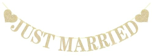 Just Married Girlande, Just Married Banner, Gold Hochzeit Girlande Braut und Bräutigam, Hochzeitsgirlande für Hochzeitsfeier