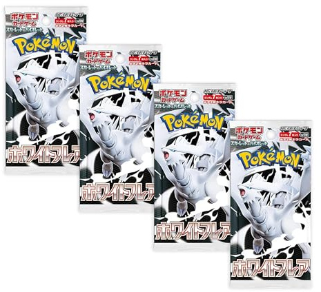 Pokemon TCG White Flare Japanese Booster-paket x4 | Japansk Pokémon Black Bolt & White Flare | Scarlet and Violet Series | Titan autentiserad