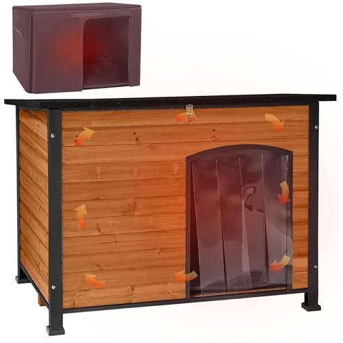 Hundehaus Outdoor, Indoor isoliert Katze Haus wetterfest Hundehütte für kleine mittlere Hund (BRAUN- Insulated)