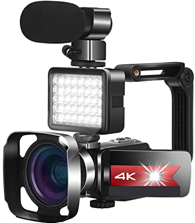 Videocamera, Videocamera da 56 MP Vlog 4K for streaming live Webcam Visione notturna Zoom 16X Fotografia Registratore digitale(32G SD Card,Kit 1)