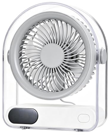 Quniwokid ventilatore da scrivania, ricaricabile tramite USB, display digitale a 5 velocità, mini ventilatore portatile da tavolo, per cucina, camera da , soggiorno, ufficio, casa, studio