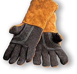 Kamin- & Grillhandschuhe, Hitzeschutz, aus echtem Leder, PAIR of GLOVES
