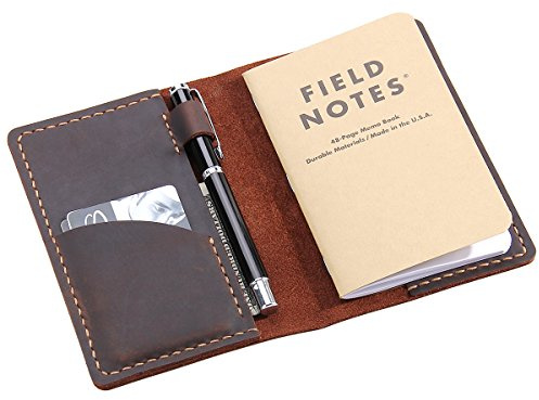 Robrasim Leather Journal Cover for Field Notes, Notebook Cover for Moleskine Cahier, Handmade Vintage Leather Cover for 3.5 x 5.5 Notebooks, Coffee