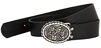 Spieth & Wensky Damen Damen Trachten Ledergürtel Ornament schwarz, SCHWARZ, 75