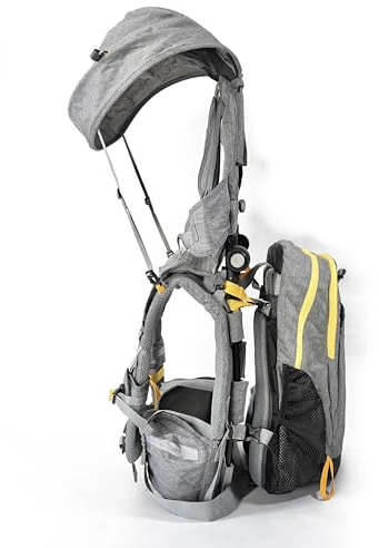 OE Schulter-Trage für Kinder und Kleinkinder (1–4 Jahre) mit abnehmbarem Rucksack und Sonnendach, klappbarem Gestell, kompakt – perfekt für Tageswanderungen.