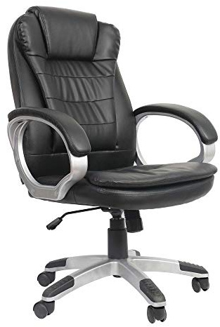 VOSSBACH Bürostuhl Schreibtischstuhl Kunstleder Chefsessel Drehstuhl Höhenverstellbar Büro Gaming Stuhl Schwarz Schreibtisch Sessel 150kg