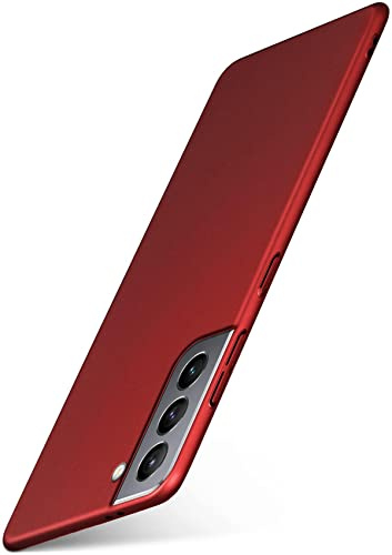 moex für Samsung Galaxy S21 Hülle Ultra Dünn, Schutzhülle mit erhöhtem Kameraschutz, Slim Cover Hardcase Backcover, Dünnste Handyhülle Minimalistisch Alpha Case, Matt Rot