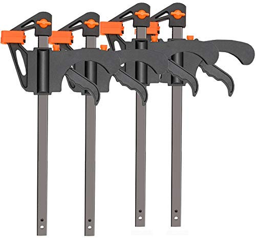 QSCTYG Wood Clamps 4 Inch Clip Quick Ratchet Release Speed Squeeze Wood Working Work Bar F Clamp Clip Kit Spreader Gadget Tools DIY Hand Tool 662 (Color : 4Inch 4Pcs)
